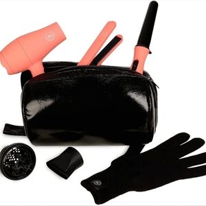 Coral and Black Hair Styling Tool Set